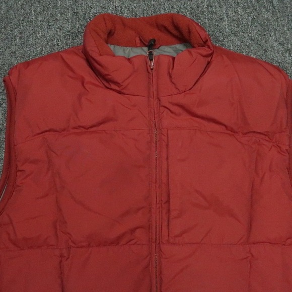 Eddie Bauer Vest Mens Large Red Goose Down Puffer Quilted Full Zip Pockets - Picture 2 of 11